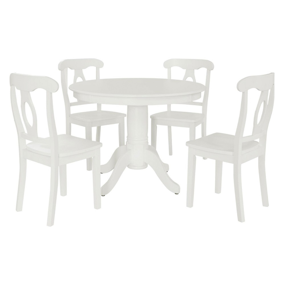 Photos - Dining Table 5pc Stella Traditional Height Pedestal Dining Set White - Dorel Living
