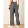 INSPIRE CHIC Women's Cotton Stretchy Elastic Waist Straight Wide-Leg Pajama Pants with Pockets - 4 of 4