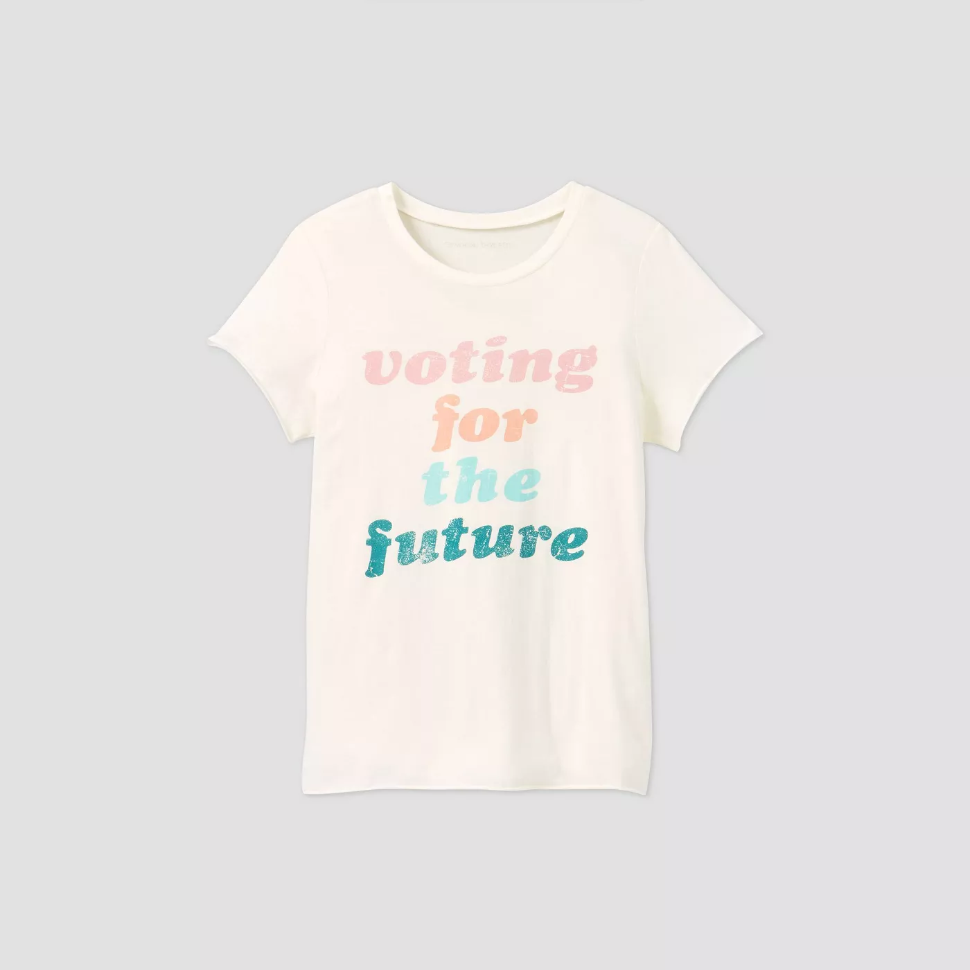 Women's Voting For The Future Short Sleeve Graphic T-Shirt - (Regular & Plus) Light Beige - image 1 of 3