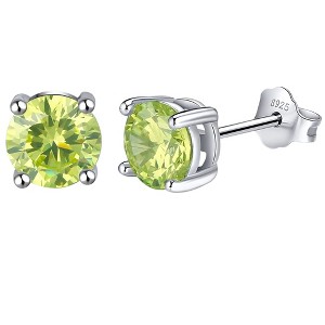 Birthstone Earrings for Women Solitaire Round Cubic Zirconia Sterling Silver Ginger Lyne Collection - 1 of 4