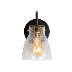 LNC Aidtyrtm 5.1-in W 1-Lights Matte Black and Polished Gold with Crackle Glass Bell Modern/Contemporary  Wall Lights - 1 of 4