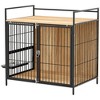 PawHut Dog Crate Furniture, 30 Inch Pet Kennel Furniture End Side Table with Rotatable Bowls, 2 Anti-Escape Doors, Top Storage Shelf, for M Dogs, Oak - 4 of 4