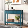 MOEPISY Farmhouse Style Console Table with 2 Drawer and Bottom Storage Shelf for Entryway(Pagoda Blue) - 2 of 4
