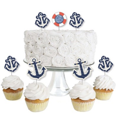 Big Dot of Happiness Ahoy - Nautical - Dessert Cupcake Toppers - Baby Shower or Birthday Party Clear Treat Picks - Set of 24