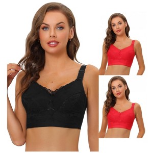 Allegra K Women's Full Coverage Wide Straps Longline Hem Wirefree Bralettes 3 Packs - 1 of 4