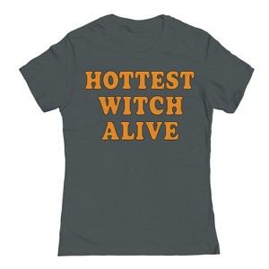Rerun Island Women Hottest Witch Alive Text Short Sleeve Graphic Cotton T-Shirt - 1 of 4