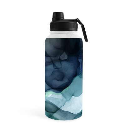 Heather Dutton Flowing Leaves Seafoam 18 oz Water Bottle with Handle Lid - Society6