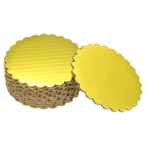 Unique Bargains Disposable Greaseproof Cardboard Scalloped Cake Platters 25 Pcs - 1 of 4