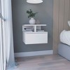 Floating Nightstand 12"H, Wall Mounted with Single Drawer and 2-Tier Shelf - 2 of 4
