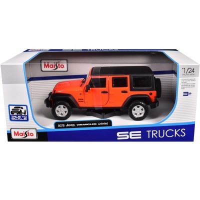 2015 Jeep Wrangler Unlimited Bright Orange with Black Top "SE Trucks" Series 1/24 Diecast Model Car by Maisto