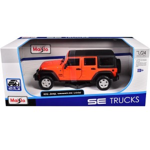 2015 Jeep Wrangler Unlimited Bright Orange with Black Top "SE Trucks" Series 1/24 Diecast Model Car by Maisto - 1 of 1