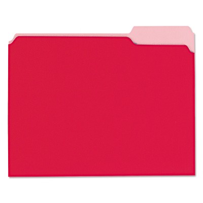 UNIVERSAL Recycled Interior File Folders 1/3 Cut Top Tab Letter Red 100/Box 12303