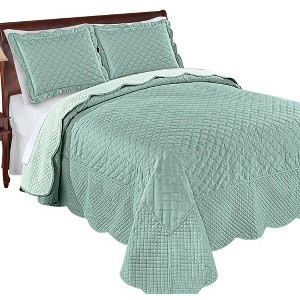 Collections Etc Camille Reversible Diamond Textured Quilted Bedspread - 1 of 3