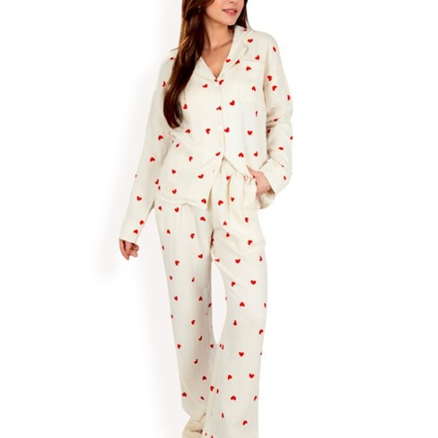 Anna-Kaci Women's Textured Cotton Pajama Set with Contrast Piping and Button-Up Top