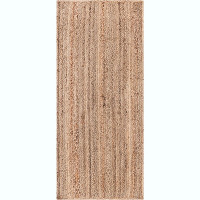 Natural Handmade Braided Jute Runner Rug, 2'7" x 6'1"