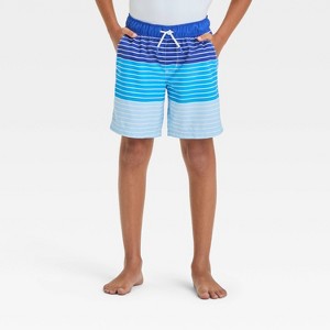 Boys' Striped Swim Shorts - Cat & Jack™ Blue - 1 of 3