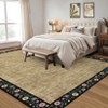 Washable Living Room Rug Floral Bordered Area Rugs Soft Thin Indoor Carpet - 3 of 4