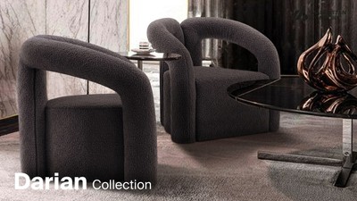 Gray Boucle Barrel Accent Chair with Pine Wood Frame