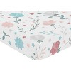 Sweet Jojo Designs Girl Baby Fitted Crib Sheet Pop Floral Pink and Blue - 3 of 4