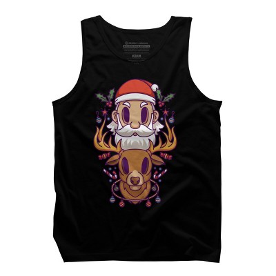 Men's Design By Humans Santa And The Reindeer By Pentoolknight Tank Top ...