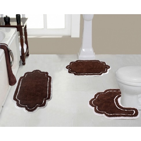 Set Of 3 Allure Collection Brown Cotton Tufted Bath Rug Set - Home ...