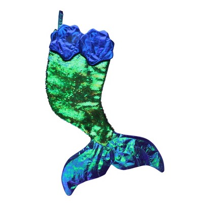 Northlight 24" Green and Black Sequined Iridescent Mermaid Christmas Stocking