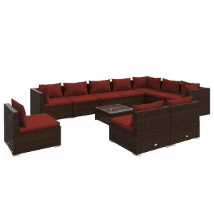 vidaXL Garden Lounge Set Brown PE Rattan 11 Piece Set Modular - 1 of 4