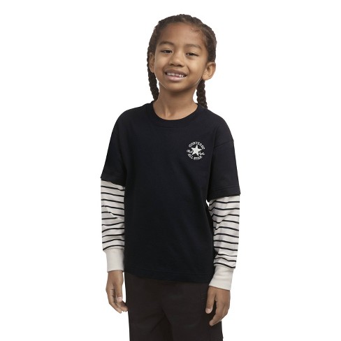 Converse Boys Short Sleeve One Star Chest Layered T shirt Black Target