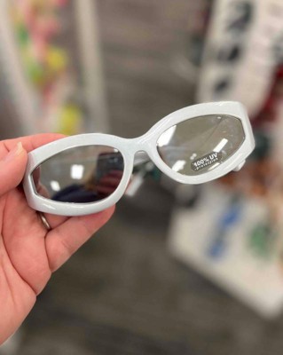 Women's Plastic Pearlized Wrap Rectangle Sunglasses - Wild Fable™ Silver :  Target