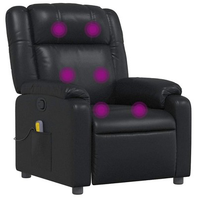 vidaXL Massage Recliner Chair, Adjustable Recliner with 6-Point Vibration Massage, Black Leather