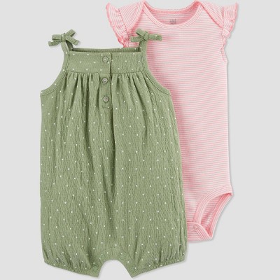 Carter's Just One You® Baby Girls' Dot Top & Bottom Set - Olive 6M