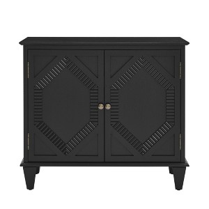 Lirago Retro Wooden Sideboard Buffet Cabinet​​ 15.75"D x 29.96"H x 33.58"W Black Rectangle Decorative Storage Bathroom Cabinet - 1 of 4
