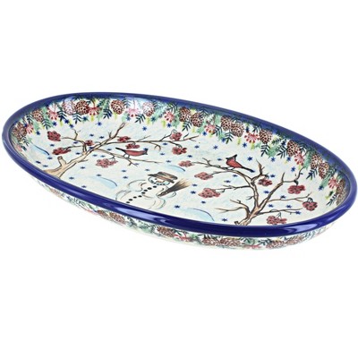 Blue Rose Polish Pottery 104 Vena Oval Platter