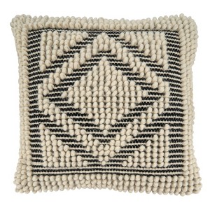 Saro Lifestyle Woven Pillow Cover With Diamond Design, 18", Black - 1 of 3