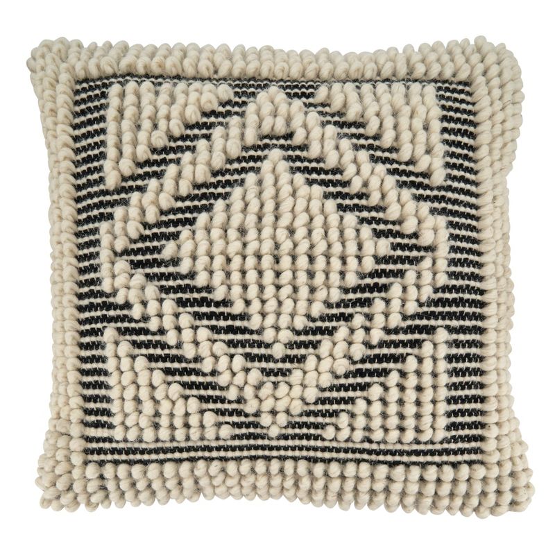 Saro Lifestyle Woven Pillow Cover With Diamond Design, 18", Black, 1 of 4