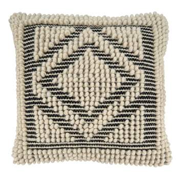 Saro Lifestyle Woven Pillow Cover With Diamond Design, 18", Black