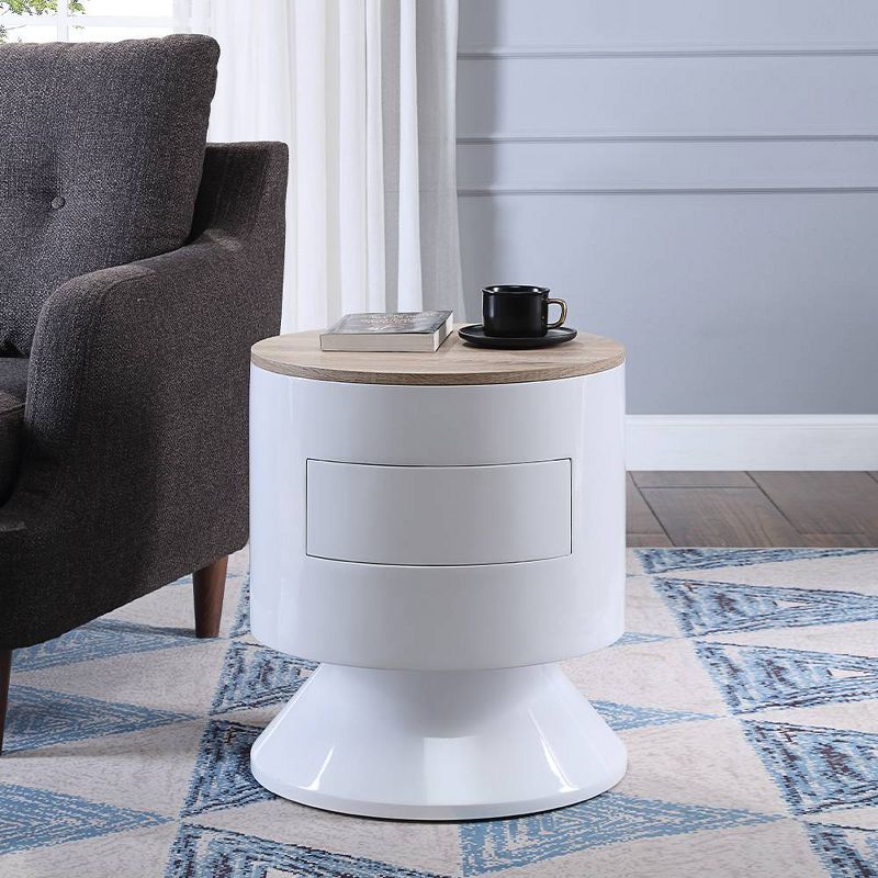 19&#34; Otith Accent Table White High Gloss - Acme Furniture, 1 of 7