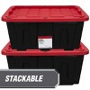 Racxily 4Pack Large Storage Bin, 27 Gallon Plastic Storage Container with Snap-On Lid, Black and Red - 2 of 4