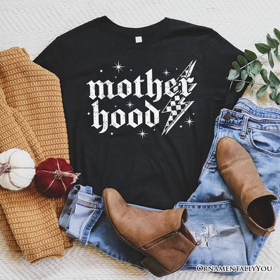 Checkered Motherhood Lightning T-Shirt, Black and White Retro Tee for Strong Mothers| OrnamentallyYou
