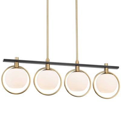 Possini Euro Design Carlyn 33" Wide Brass and Black 4-Light LED Island Pendant