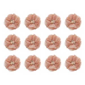 Unique Bargains Artificial Rhinestone Chiffon Flower Heads 12 Pcs Light Pink - 1 of 4