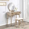 Vanity Desk Contemporary with Round Mirror and Storage Drawer for Bedroom 32.28in Wide-3irtyhousy - 4 of 4