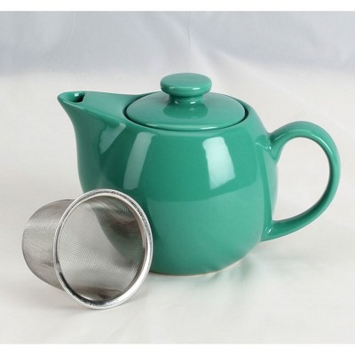 OmniWare 14 Ounce Teapot with Removable Stainless Steel Infuser (Teal) - Loose Leaf Tea Brewer, Microwave & Dishwasher Safe