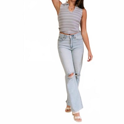 Women's Amanda Light Wash Distressed Jeans - JUST USA