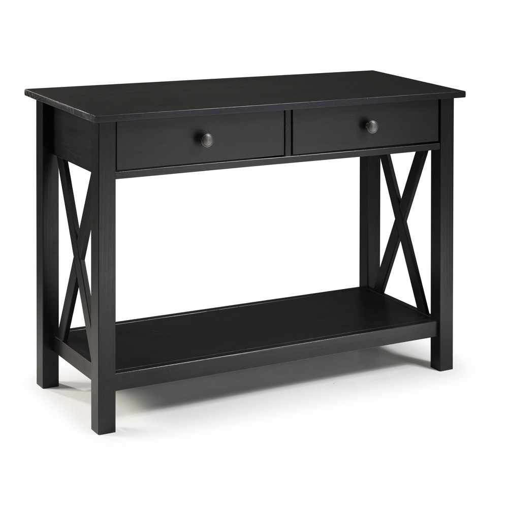 Photos - Coffee Table Linon 42" Davis Transitional Solid Wood Console Buffett Table 1 Drawer Black - L 