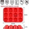 JDICTION 12 Cups Silicone Muffin Pan Nonstick Cupcake Pan, Regular Size Silicone Baking Mold, 1 Pack - 4 of 4