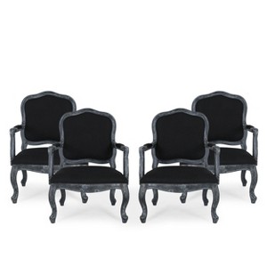 Christopher Knight Home Andrea French Country Upholstered Rubberwood Dining Armchairs (Set of 4) - 1 of 4