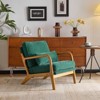 Karl Home Dark Green Mid Century Solid Wood Accent Chair Chenille Armchair - 2 of 4