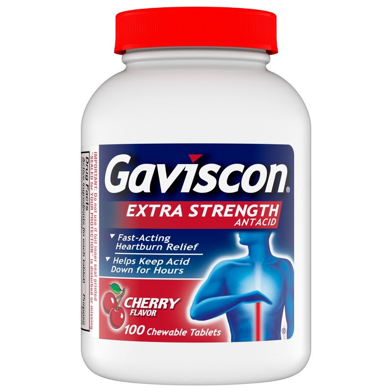 Gaviscon Extra Strength Antacid - Cherry (100 Tablets), 1 of 11
