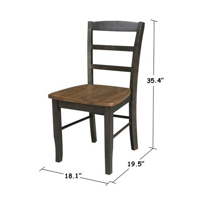 Set of 2 Hickory Washed Coal High Ladderback Side Chairs